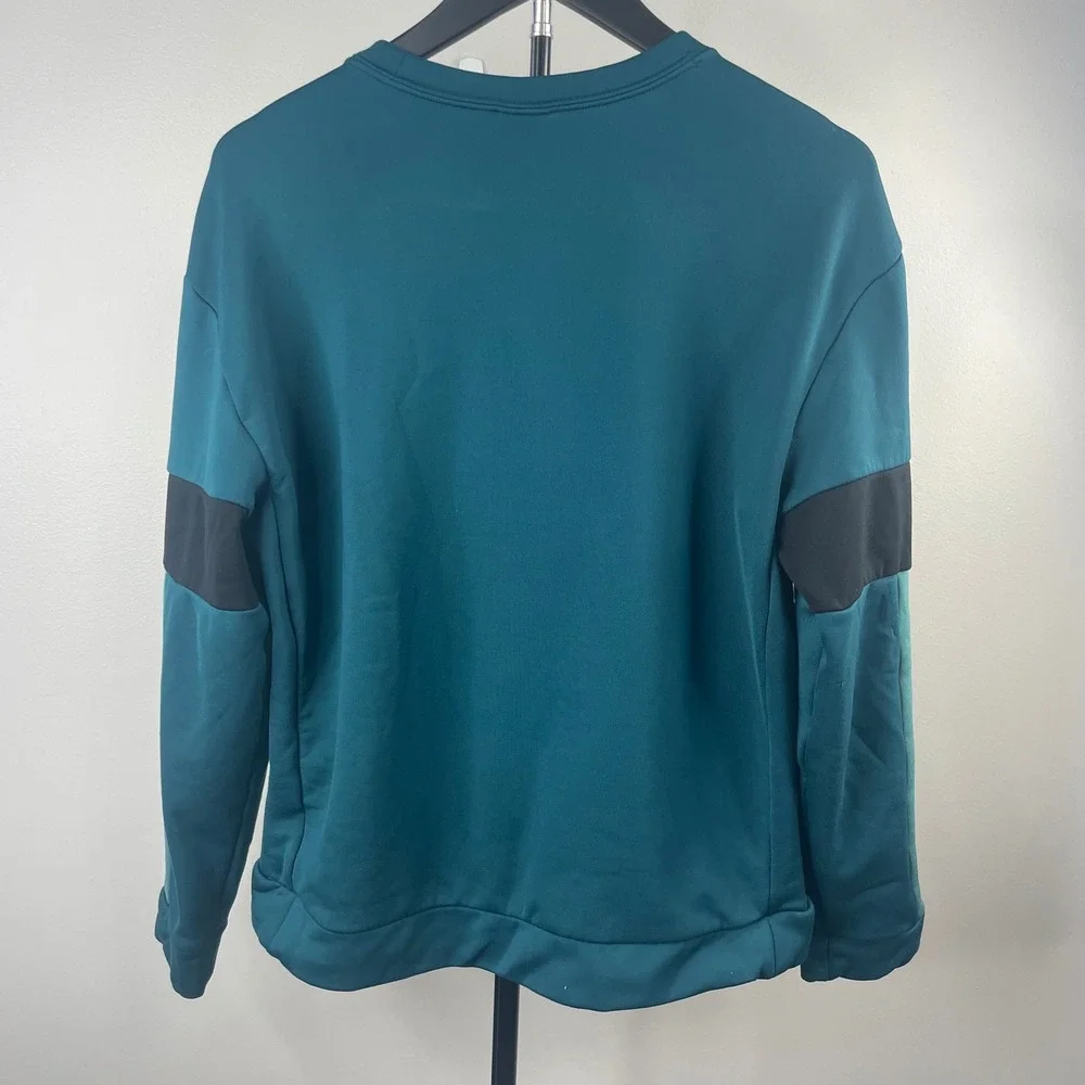 Nike Womens Therma Active Teal Blue Colorblock‎ Fleece Crewneck Sweatshirt XS
